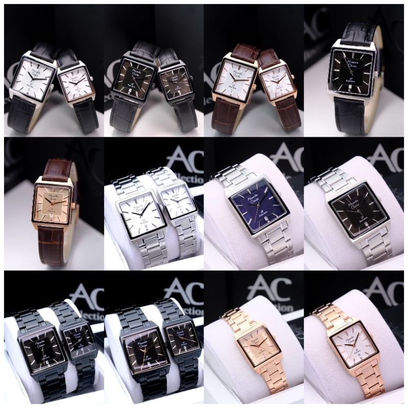 Alexandre Christie Ac 1038 kulit / Rantai   Jam Tangan Couple Original