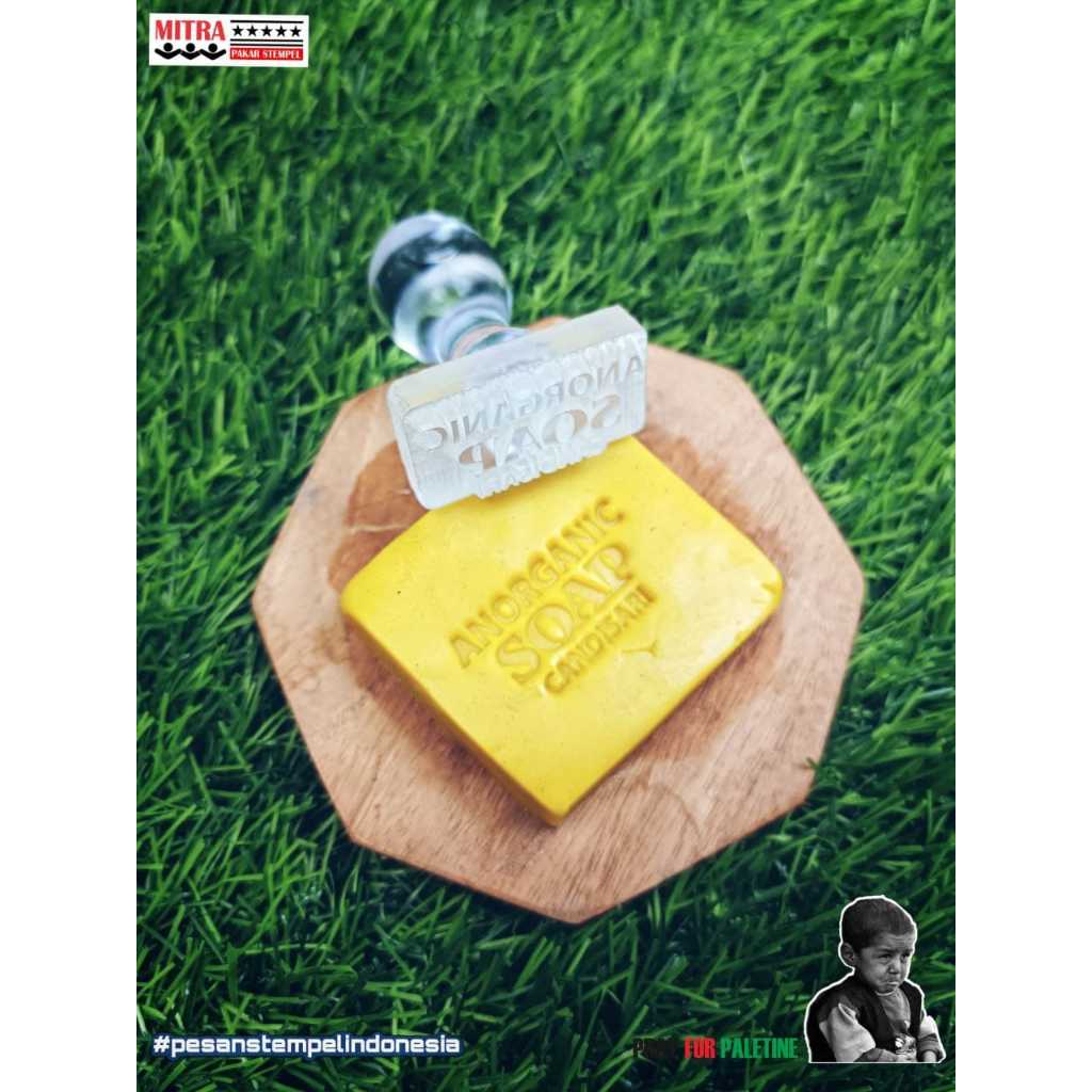 

Jual Stempel Sabun Ukuran 3.5 cm x 1.7 cm ukuran bisa Custom