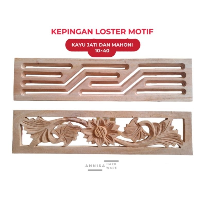 (10x40) Kepingan Loster Kayu Jati | Kepingan Loster Kayu Mahoni  | Dekorasi Dinding Bermotif  | Vent