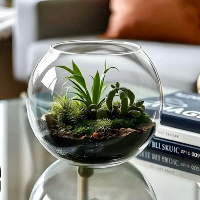 Aquarium vas kaca bulat fish bowl 4 liter Luna B