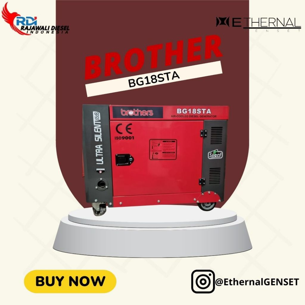 GENSET DIESEL 15 KVA/12.000 WATT 1 PHASE BROTHERS BG18STA HONDA TECH