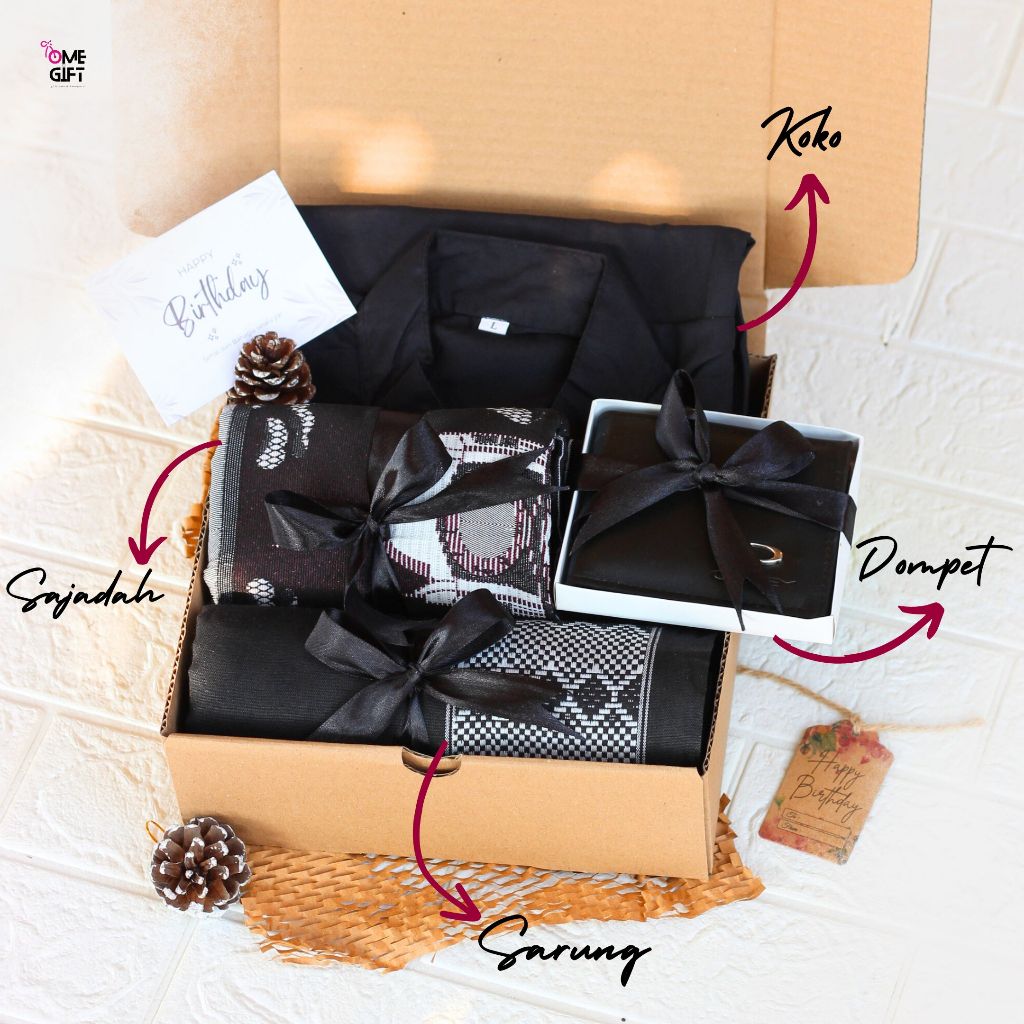 Giftbox/Hampers/Kado cowok muslim sarung sajadah koko murah berkualitas