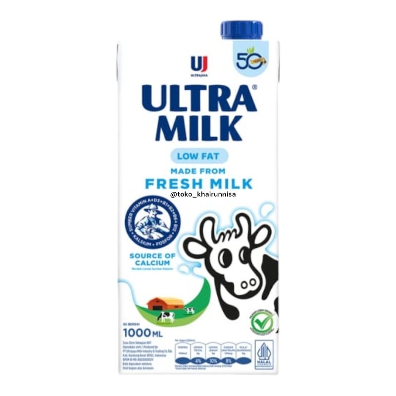 

susu ultra milk low fat uht 1 liter / 1000 ml