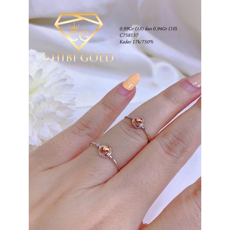 CHIBI GOLD JAWELLERY - Cincin pentol 750 kadar 17K - chibi gold