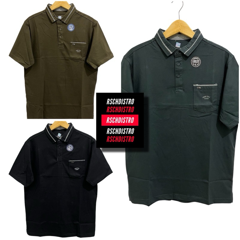 READY JUMBO BIG SIZE  Kaos Kerah Fashion Pria CRS 91 Original Combet Polos Kombinasi Kerah Bintik Be