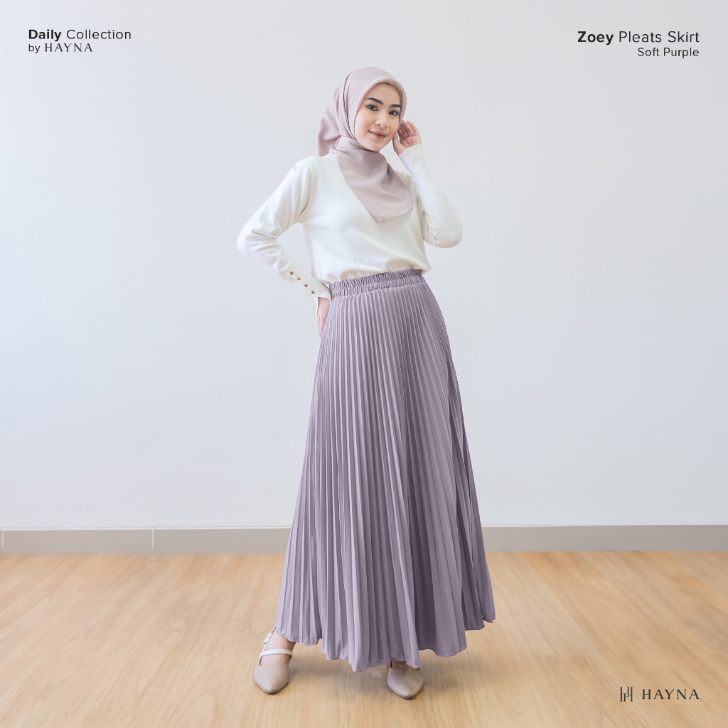 HAYNA Zoey Pleats Skirt (Soft Purple) - Rok Wanita Plisket