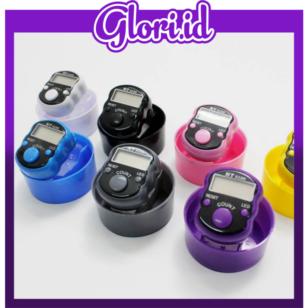 GLORI.ID Tasbih Digital LED Mini Alat Hitung Jari Free Kotak Model Bulat R1188