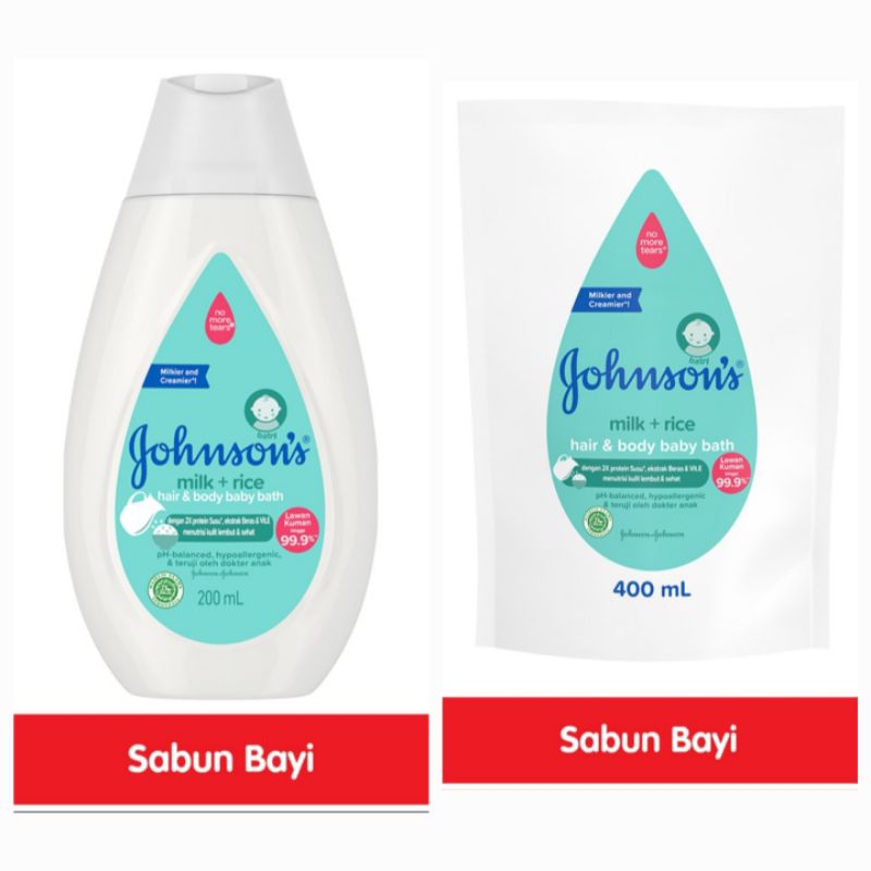JOHNSON'S BABY sabun mandi & shampo bayi milk & rice botol dan isi ulang