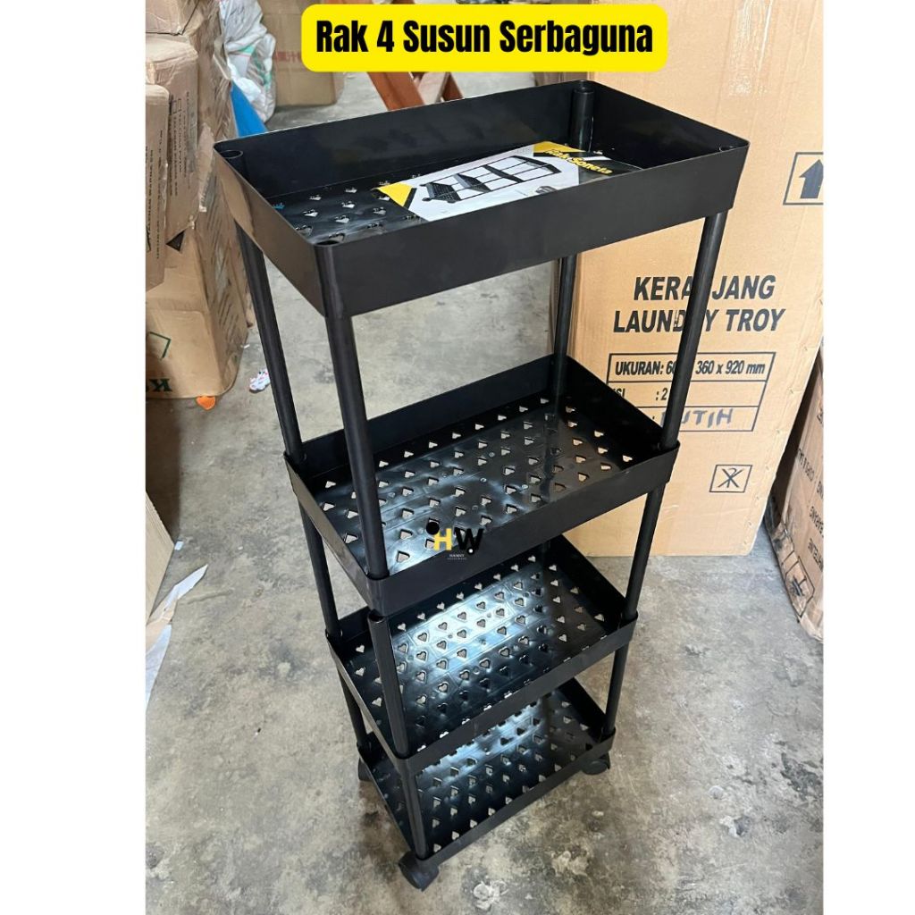 Rak Persegi Dapur Plastik 4 Susun /Rak troli plastik rak toilet rak kamar mandi rak dapur serbaguna 