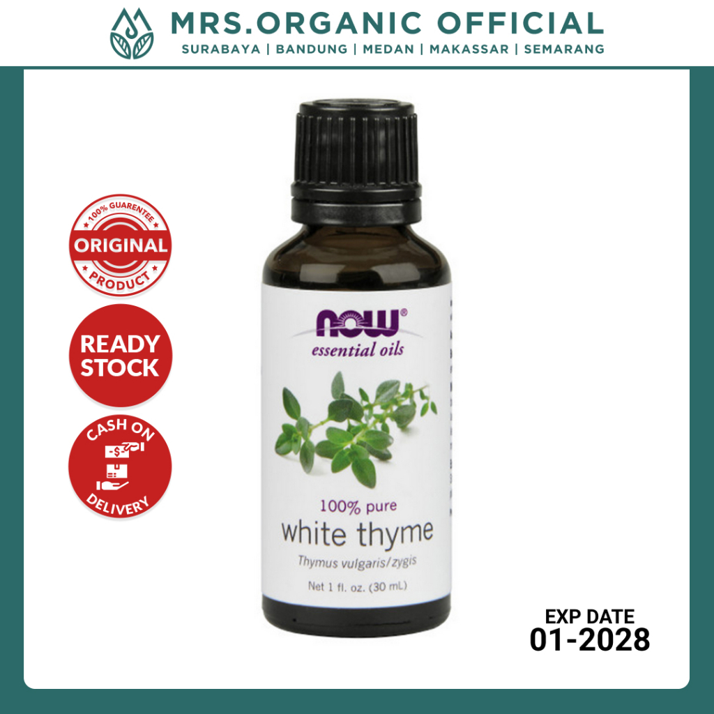 NOW Essential Oil White Thyme 30ml - Essentials Esential Oils Aromatherapy Ruangan Diffuser Flu and 