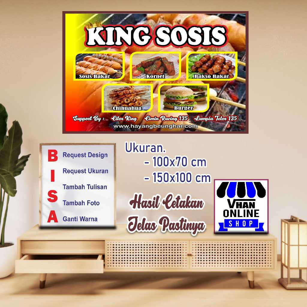 Cetak Banner Spanduk Sosis Bakar atau Aneka Bakaran bb