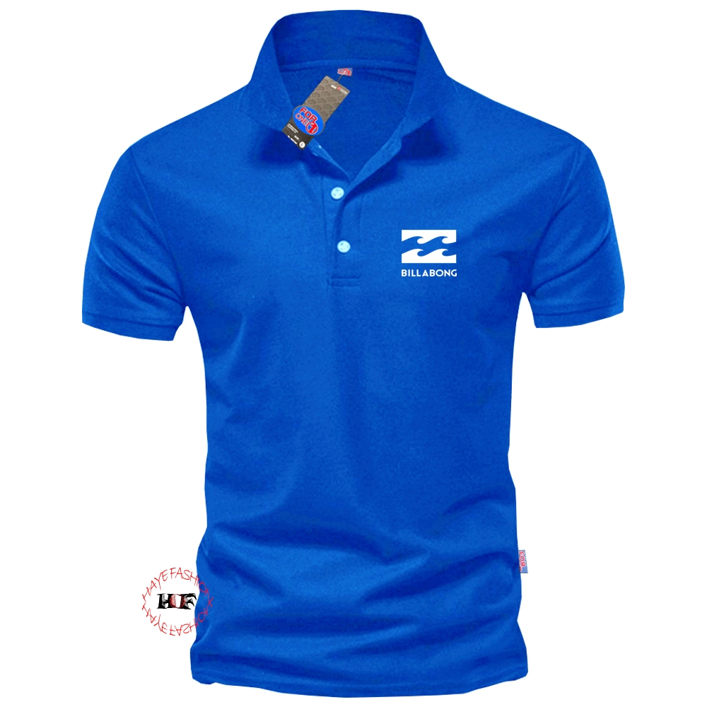 Haye Fashion - Shirt Kaos Polo Billabong Motif Putih - Polo Kerah Dewasa - Polo Pria Terbaru
