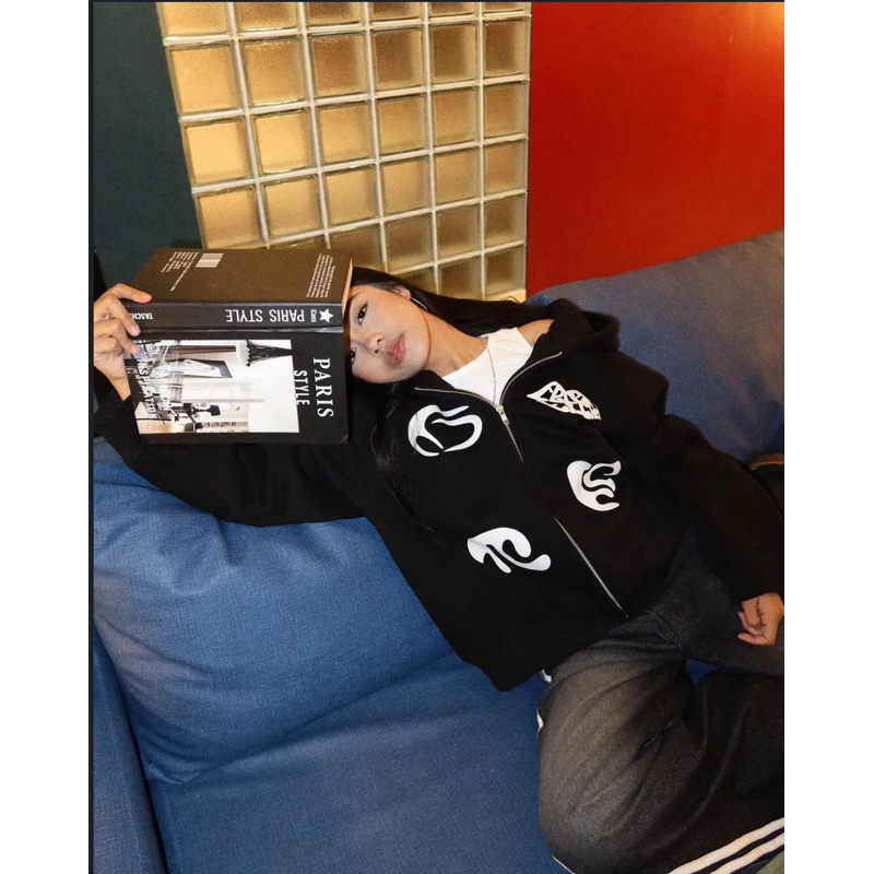 TELEPATI zip hoodie club black