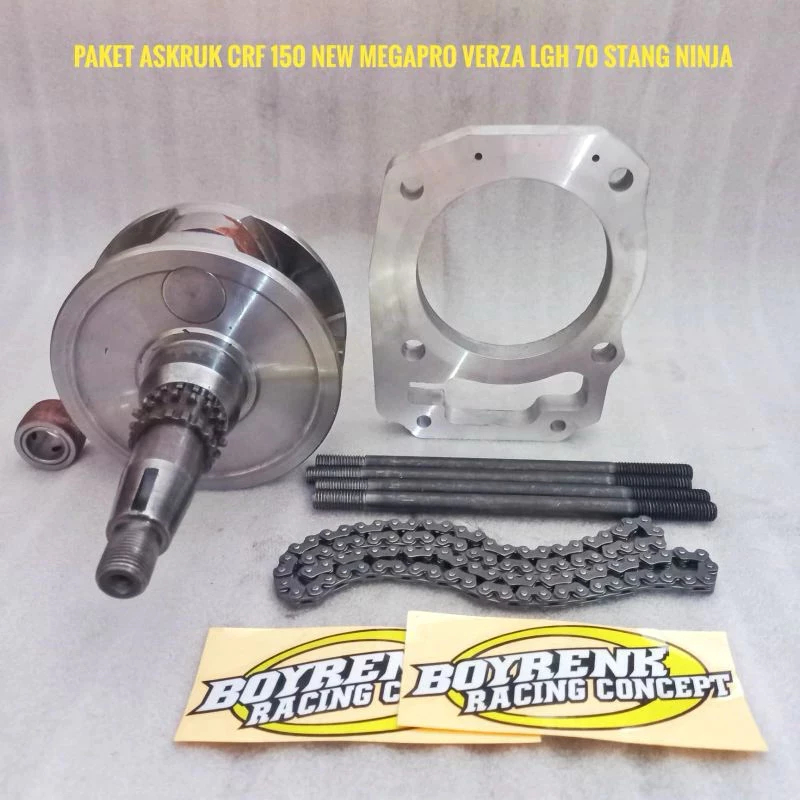 PAKET BORE UP ASKRUK CRF 150 NEW MEGAPRO VERZA LANGKAH 70 STANG NINJA- BOYRENK RACING SURABAYA