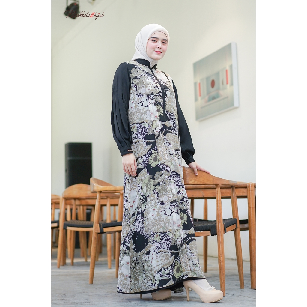 New Aera Dress Motif Jasmine Gamis Wanita Cewe Kekinian Kondangan Mewah Elegan Butik Premium Terbaru