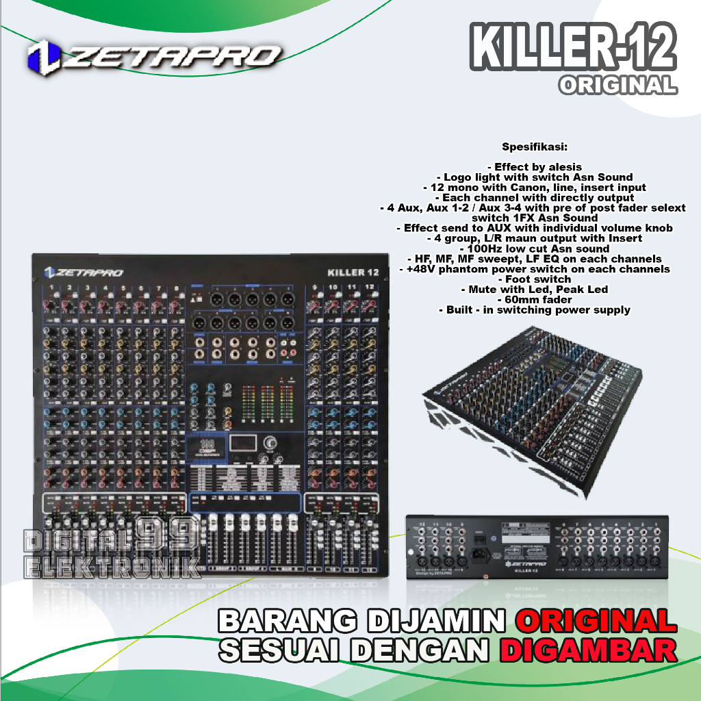 Mixer Audio 12 Channel Zetapro Killer12 | Killer 12 | Killer-12 Original