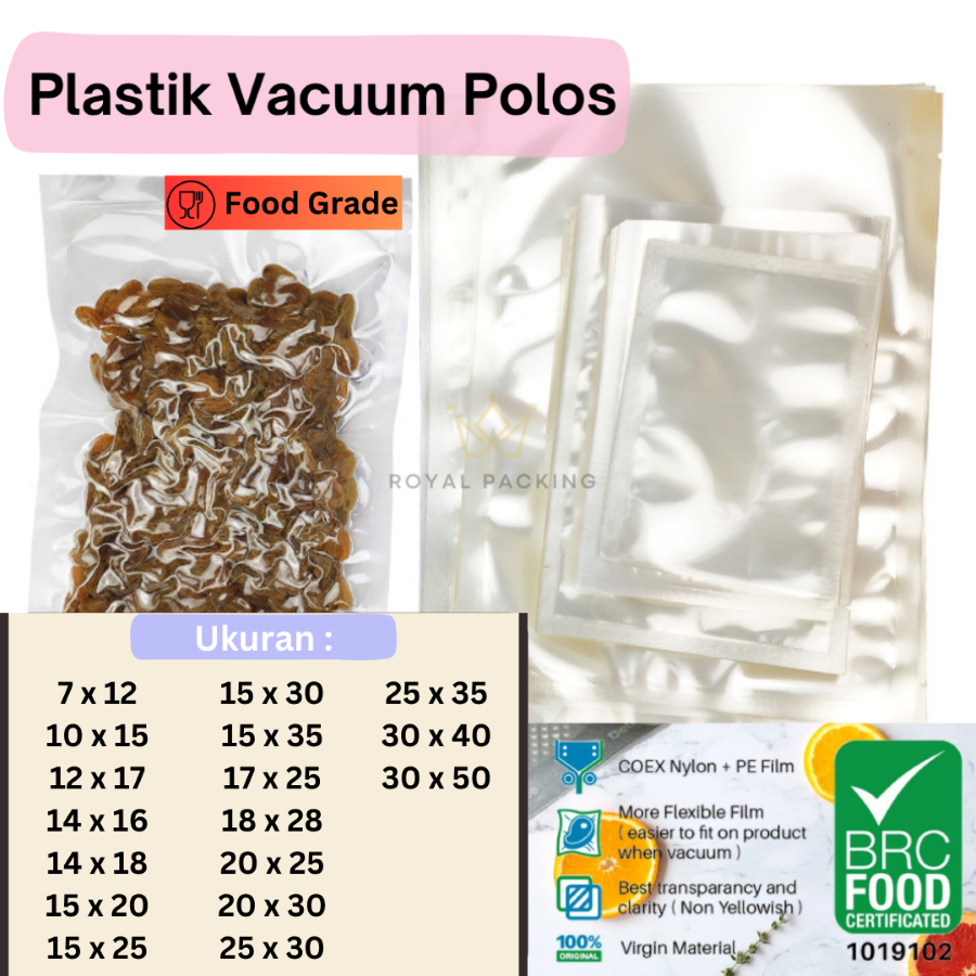 [RP] Plastik Vacum POLOS Food Grade Plastik Vakum Makanan Plastik Vacuum Bag