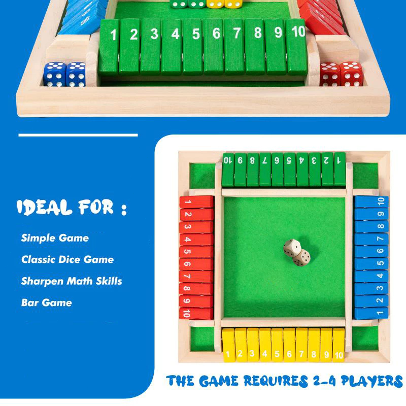 4 Warna Mainan Board Game Dadu Shut The Box Angka Shut The Box Board Game Untuk Keluarga Glory