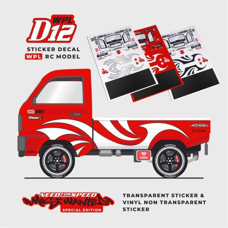 wpl d12 stiker decal - mia mazda mostwanted