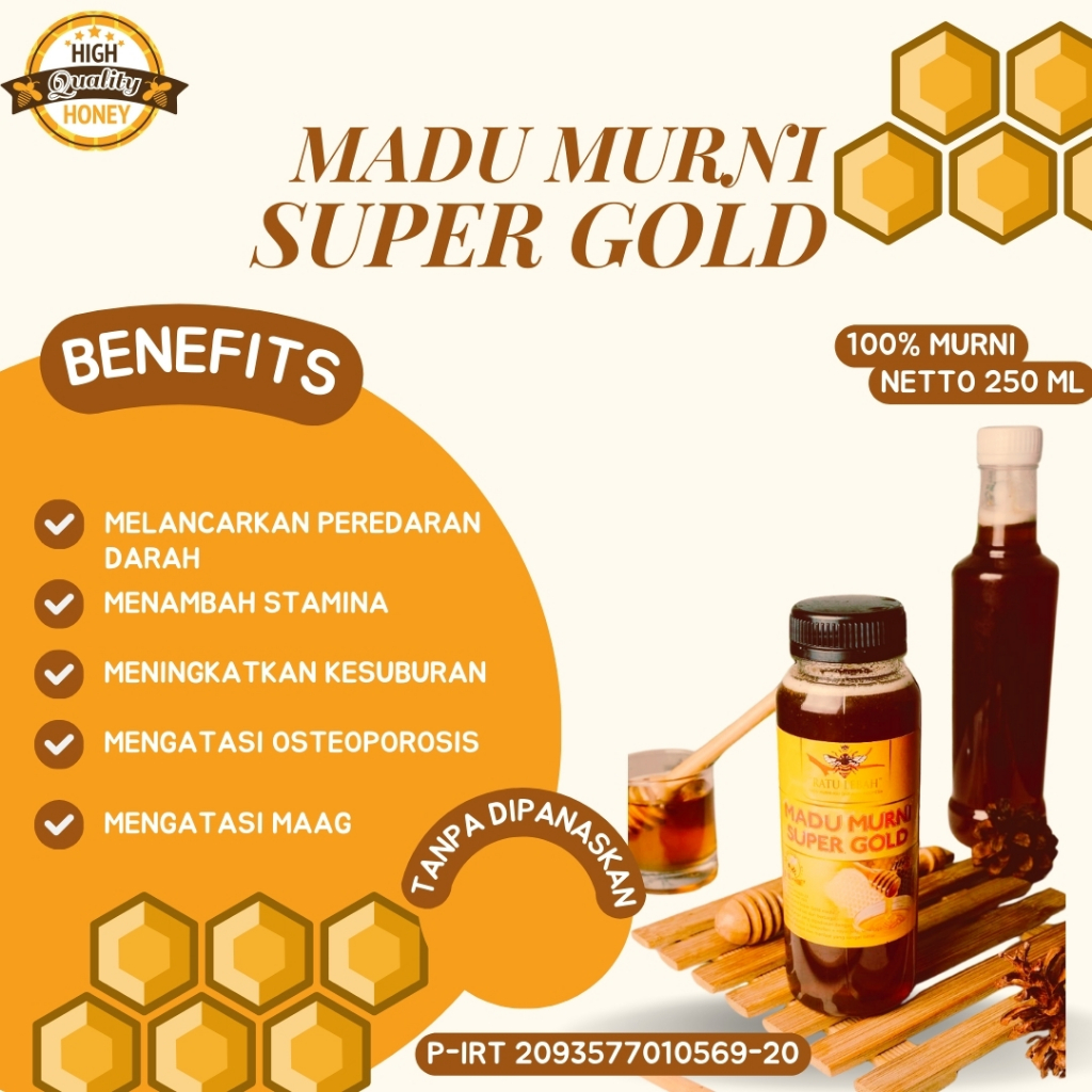 

RATU LEBAH - Madu Murni Super Gold Asli 100% Original - 250 ml