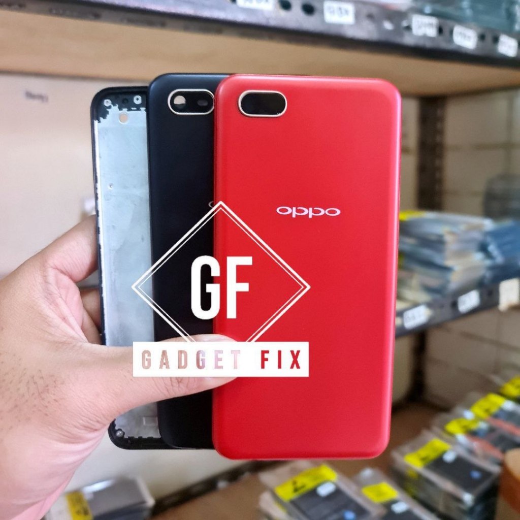 OPPO A1K CPH1923 - Casing Kesing Fullset Hp Oppo A1k Backdoor Tutup Belakang + Frame Lcd Tulang Teng