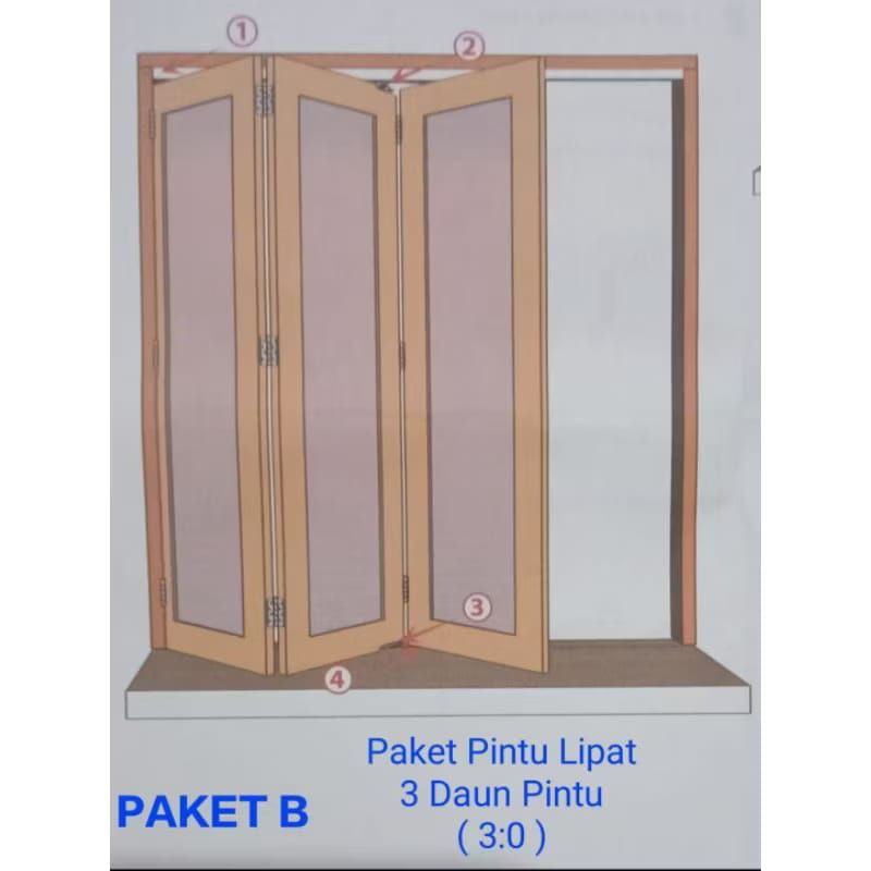 pintu lipat 3 daun almunium alexindo, dll