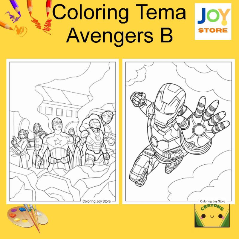 

Kertas Gambar Mewarnai ukuran A4 dan A5 150 gsm - Coloring Paper Tema Avengers B / Superhero / Hero Toko Joy Store