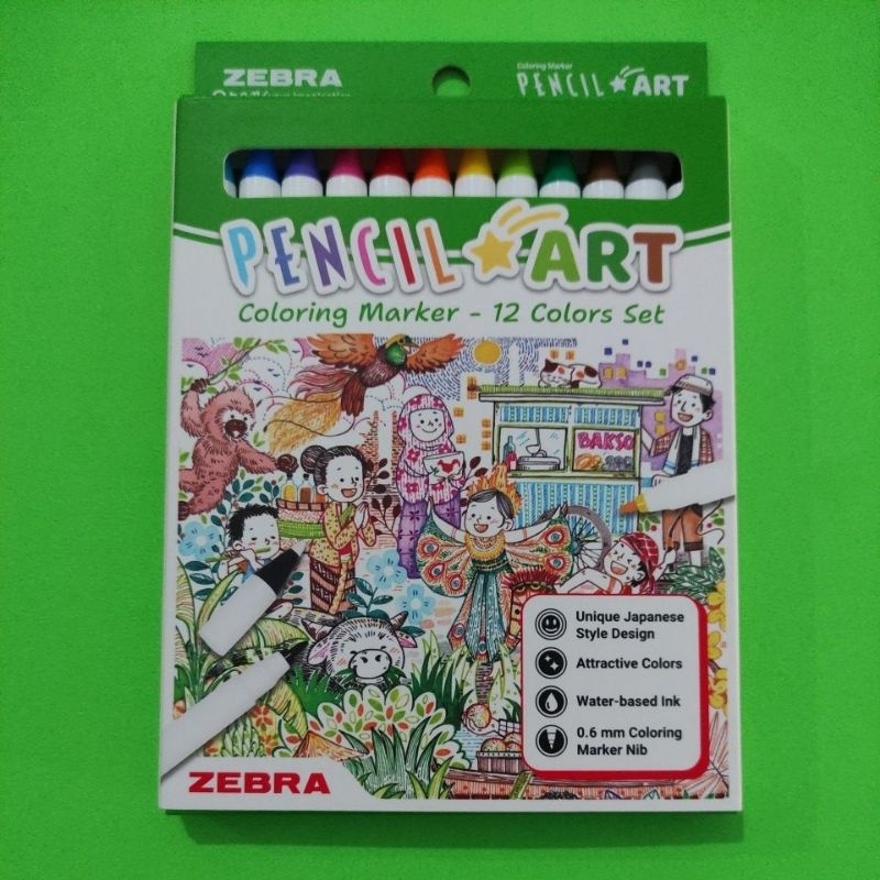

Pencil Art Coloring Marker Zebra 12 Colors