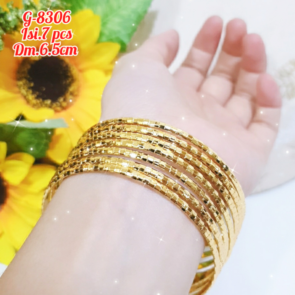 Gelang Keroncong dewasa isi 7 pcs gelang Xuping emas imitasi/G-8306