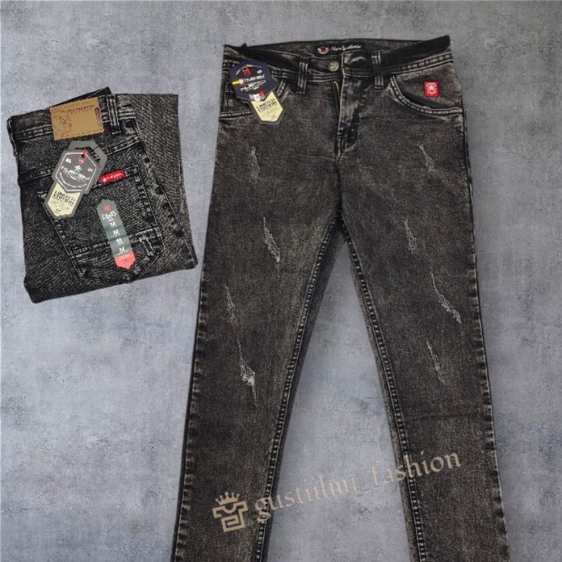 Celana Nuemby original  Celana jeans panjang motif sobek robek biker