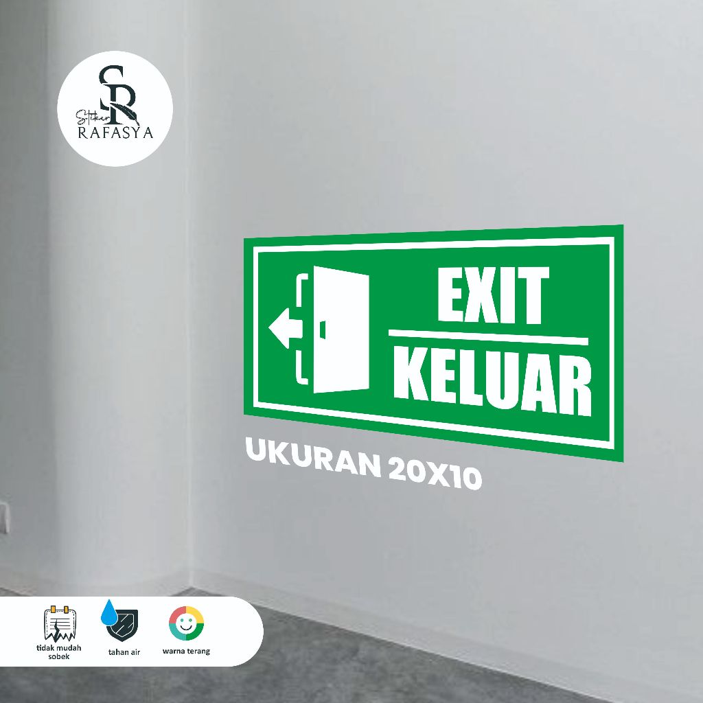 

Stiker Dinding Jalur Evakuasi / Stiker Exit atau pintu Keluar Ukuran 20x10cm + Dilaminasi Glosy
