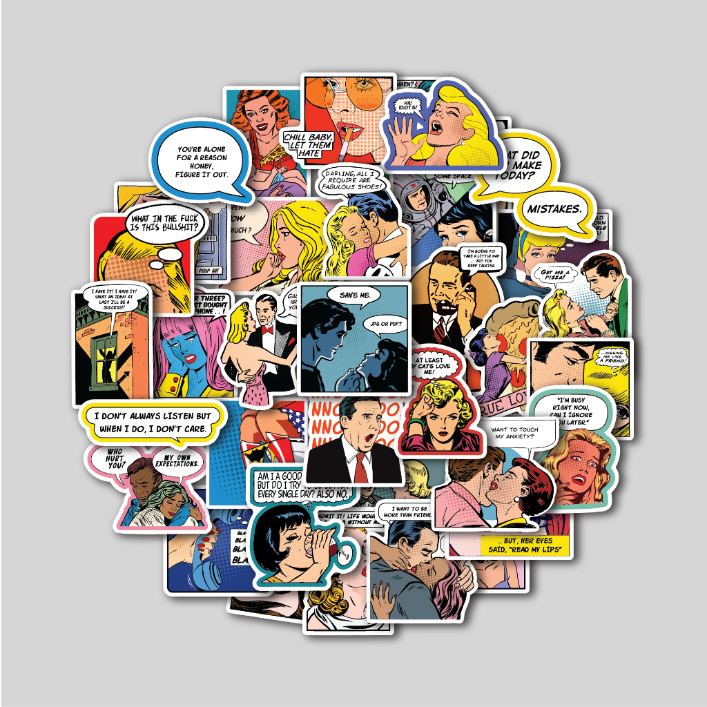 

STICKER PACK FUNNY POP ART VINTAGE | STICKER TUMBLR | STIKER LAPTOP KOPER HELM