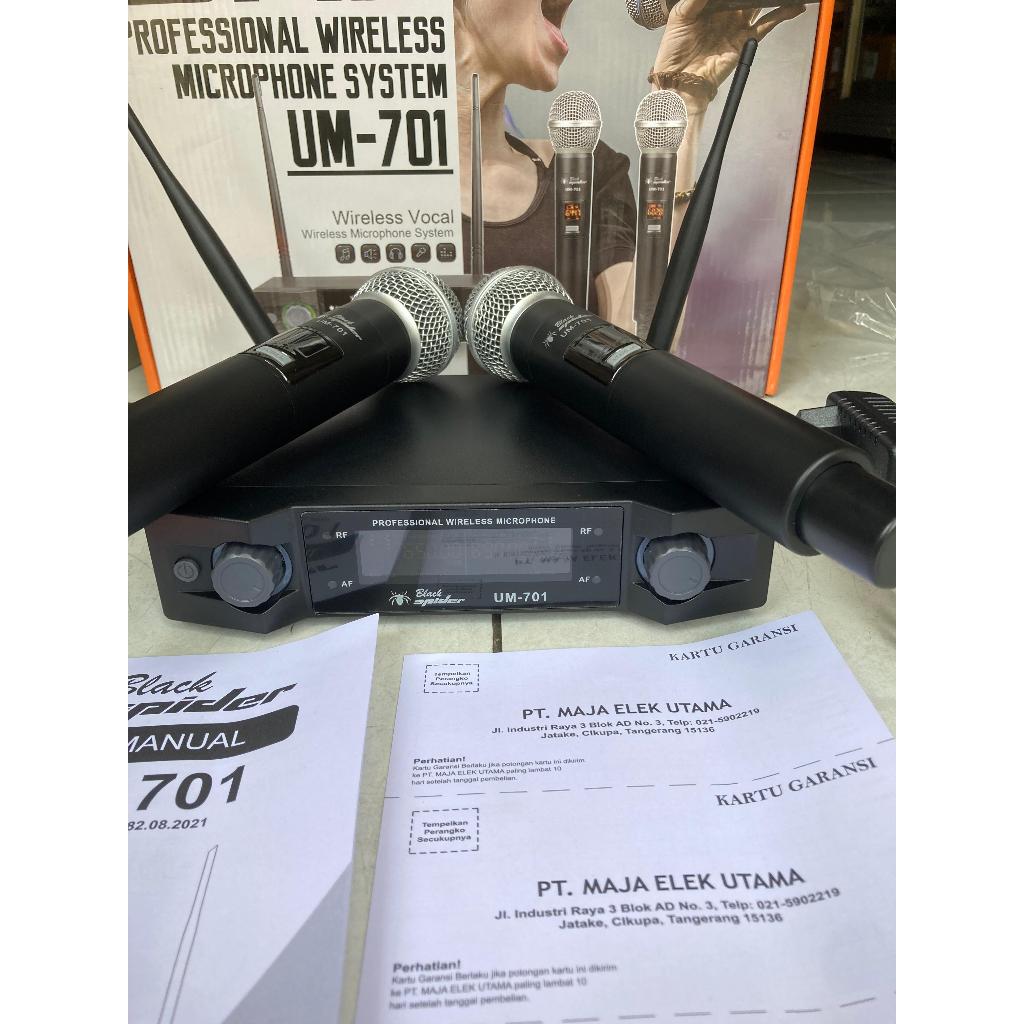 Microphone Wireless Black Spider UM-701 UHF Original ( 2 Mic Handle ) BS UM701 UM 701