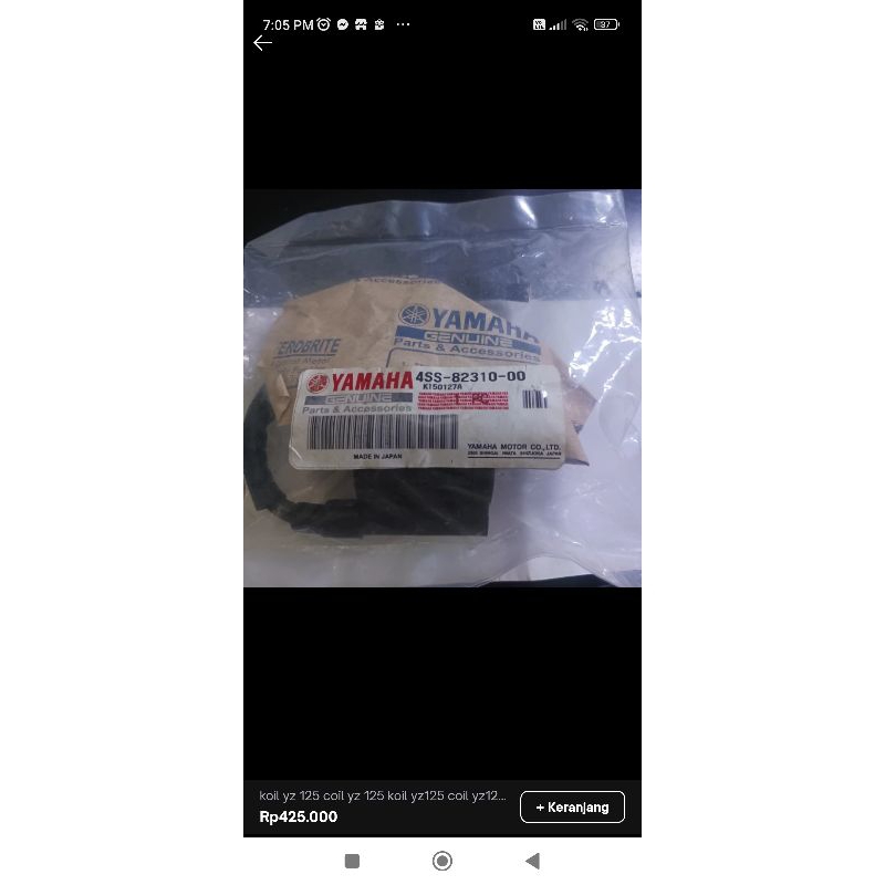 koil yz 125 coil yz 125 koil yz125 coil yz125 yz 125 japan 4SS-0085D 4SS-82310-00 termurah