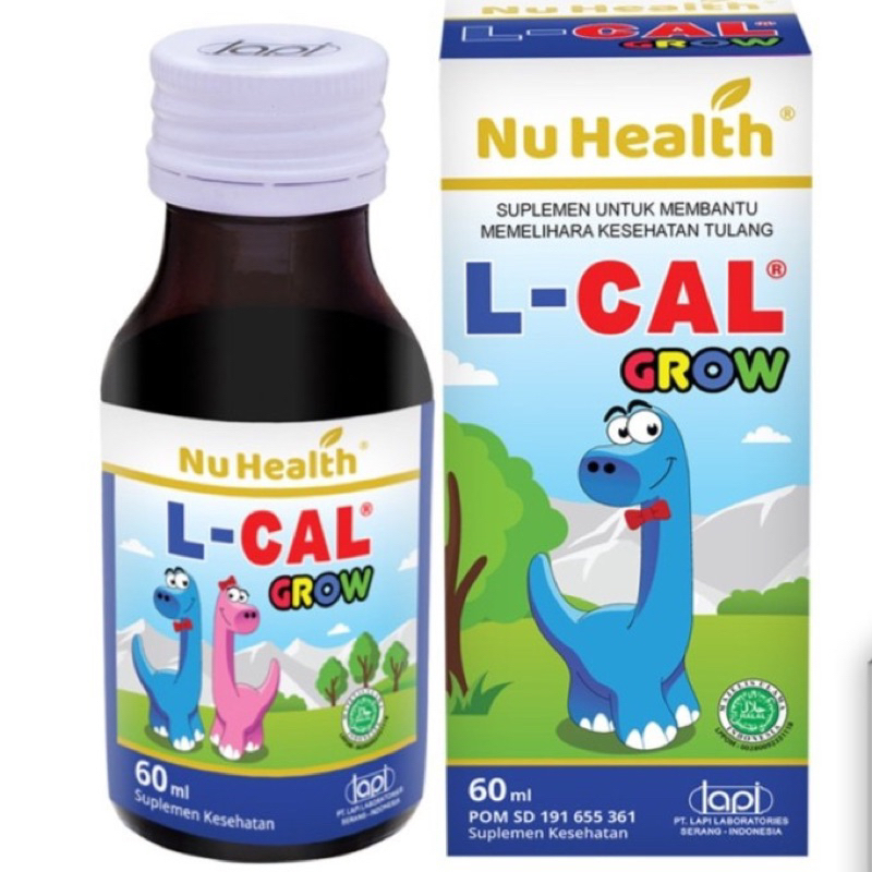 Nu Health L-Cal Grow Syrup LCAL Grow kalsium Tulang Vitamin D Zinc Vitamin Peninggi Badan