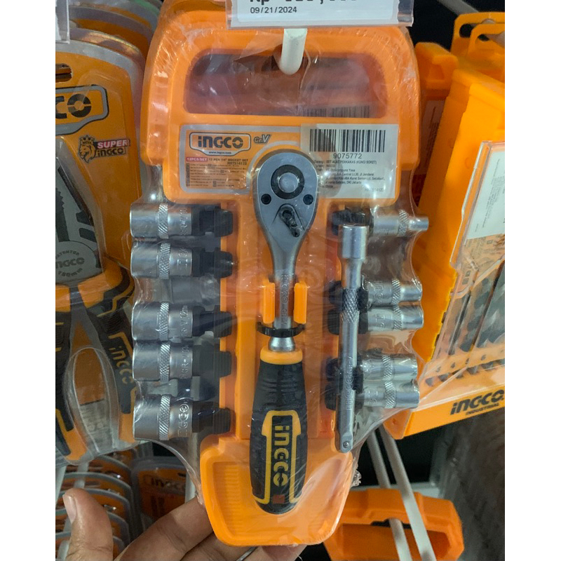 Kunci shock set INGCO HKTS14122 SOCKET 10 PCS