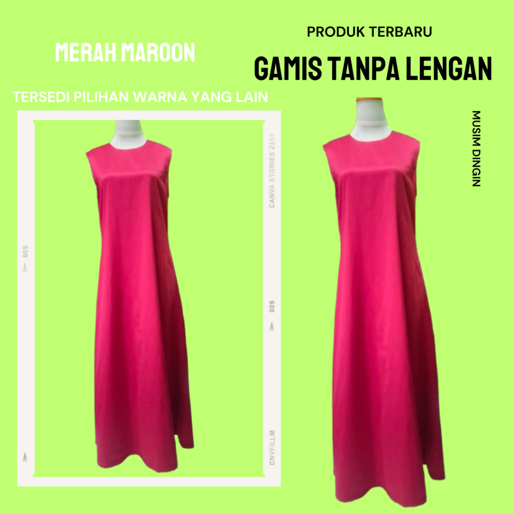 DALEMAN PANJANG TANPA LENGAN/ GAMIS TANPA LENGAN BAHAN SATIN WARNA MAROON
