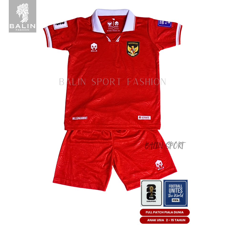 Baju Bola Anak Jersey Anak Mills Setelan Anak Jersey Timnas Anak Merah Home Putih Away Dan Hitam Bah