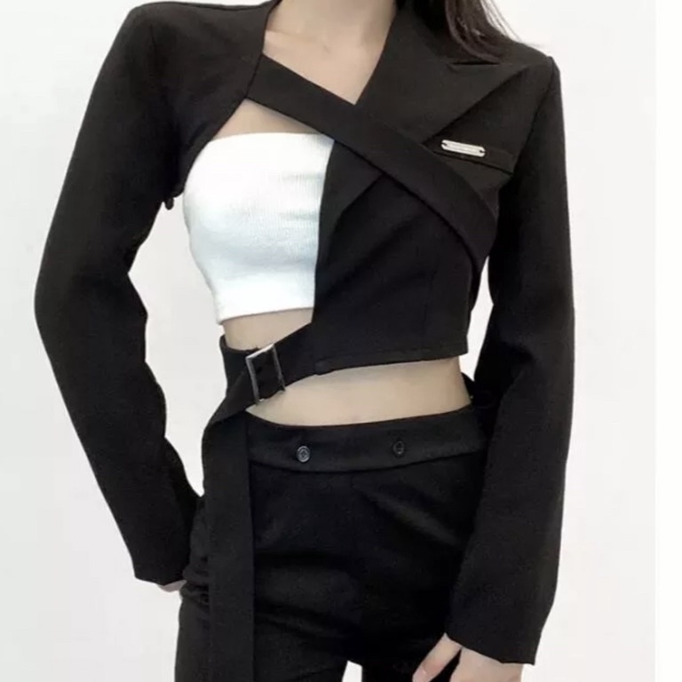 Rossy Blazer Crop  korean crop blazer style  blazer tali crop ART L8C2