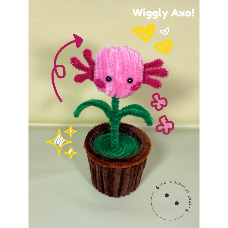 POT BUNGA KAWAT BULU MINI KARAKTER AXOLOTL LUCU/ BUNGA KAWAT MERCY BENTUK/HADIAH BUNGA HEWAN/PIPE CL