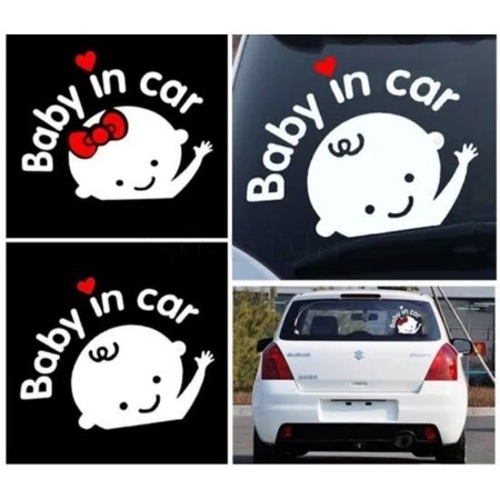 

sticker cutting baby in car 15x15