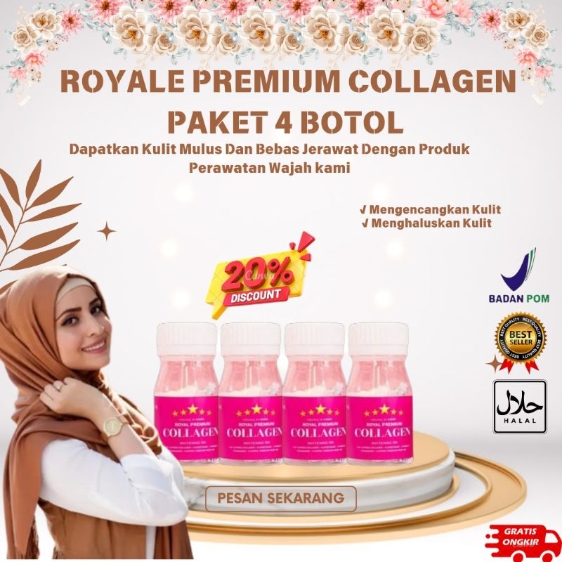 PROMO 4 Botol ROYALE PEPTIDE Collagen Gluthatione Booster Whitening Grade A+ Original Bpom & Halal