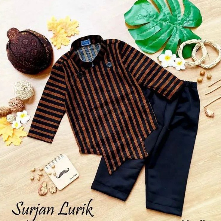 Paling Bagus Setelan baju adat jawa anak  surjan lurik anak  sorjan anak  set baju lurik anak baju  
