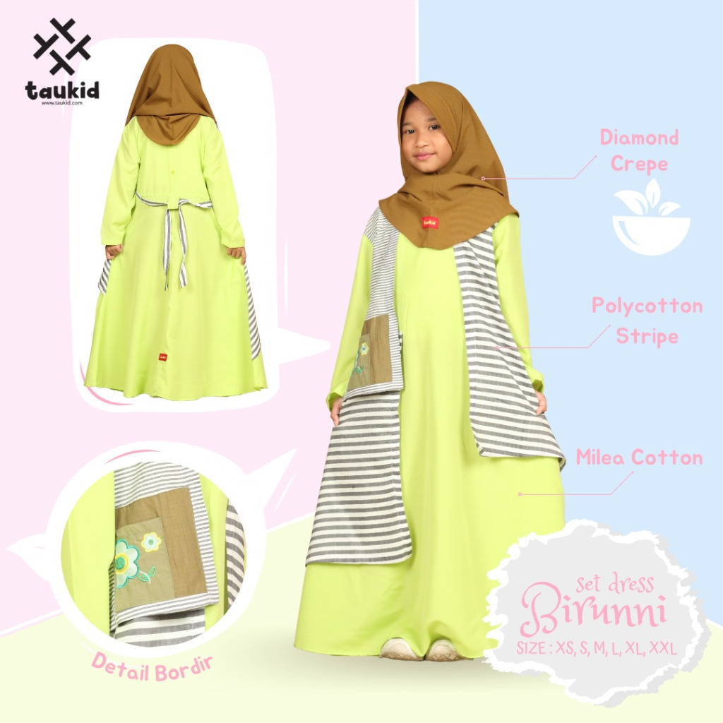 set dress/gamis anak BIRUNNI (TAUKID)