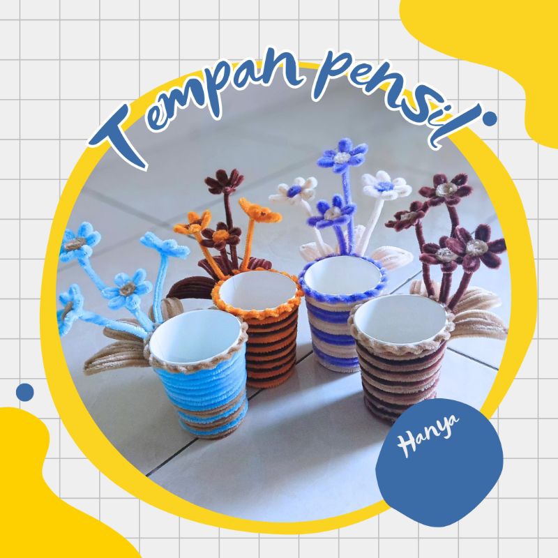 

Tempat pensil kawat bulu handmade