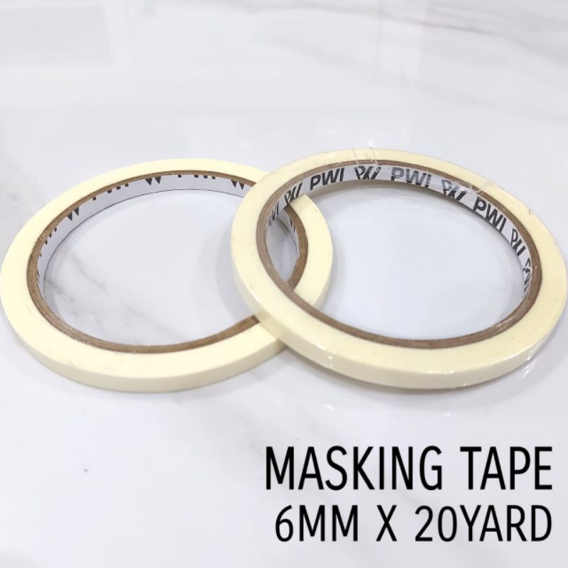 

Masking Tape 6mm x 20yard Cream PWI / Isolasi Kertas
