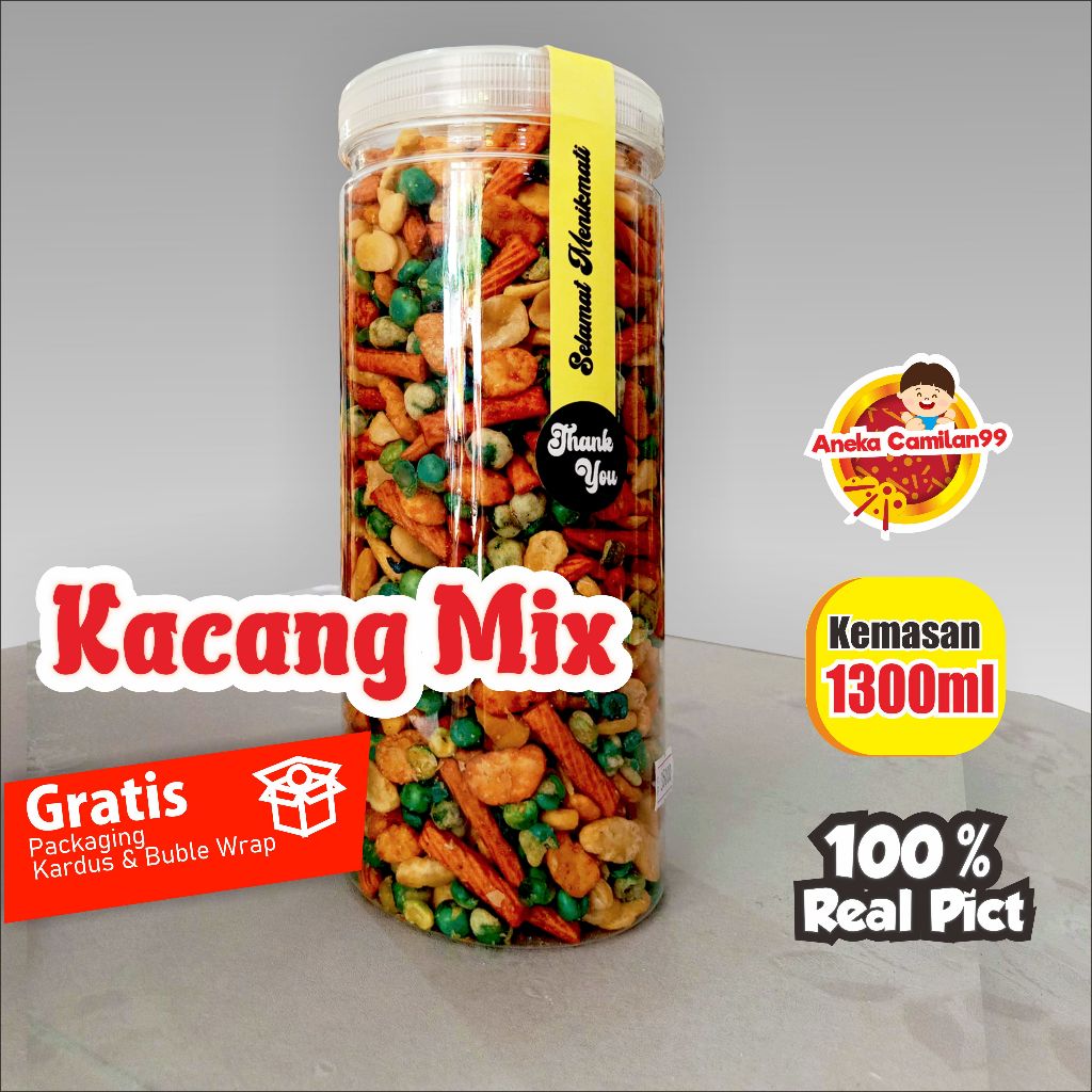 

kacang mix campur kemasan toples 1300ml
