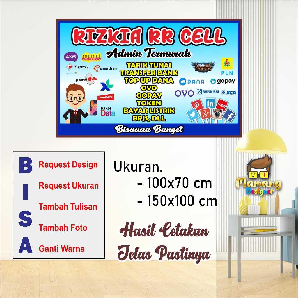 Cetak Spanduk Agen Pulsa dan Data Konter HP bb