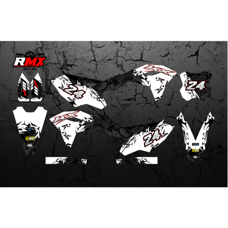 DECAL KX 250 F 2017 FULLBODY (010) DEKAL STIKER KX 250F KXF 2018 2019 2020 HITAM MERAH, KUNING, HIJA