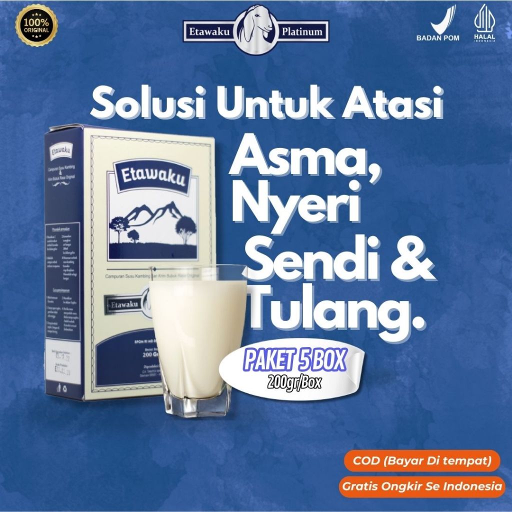 

Etawaku Platinum - Susu Kambing Murni Atasi Nyeri Sendi & Tulang Original 5 Box
